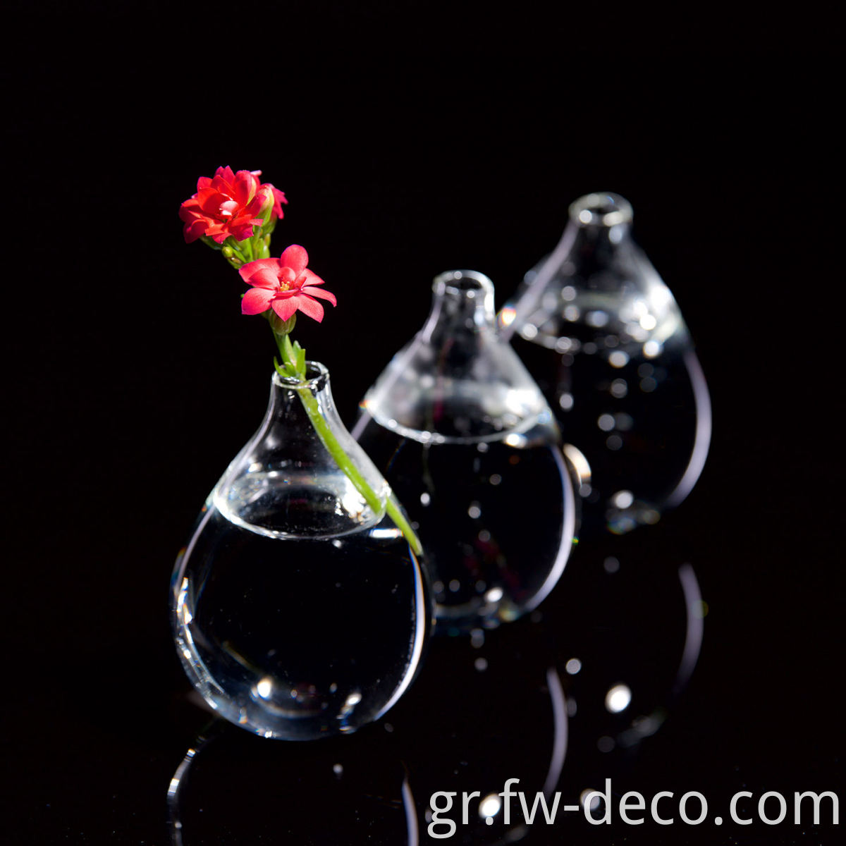 clear teardrops glass vase